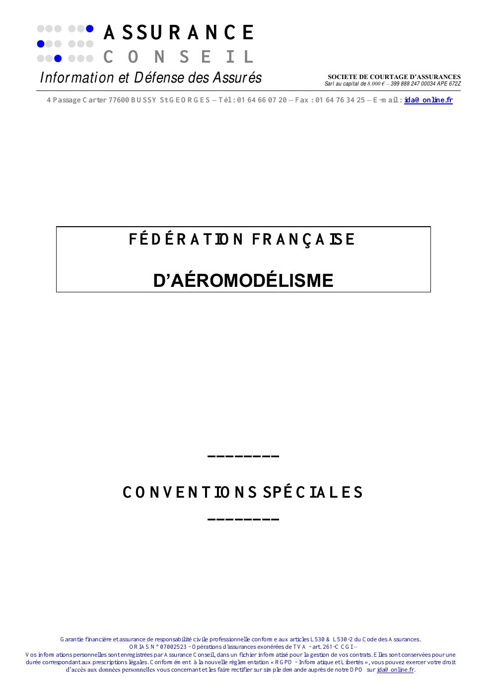 Aperçu — Conventions spéciales FFAM