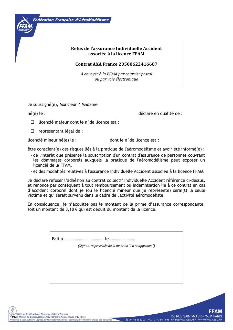 Aperçu — Refus de l’Individuelle Accident